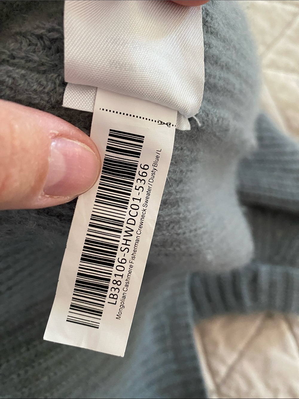 Quince Mongolian cashmere fisherman crewneck sweater dusty blue large - Picture 9 of 9